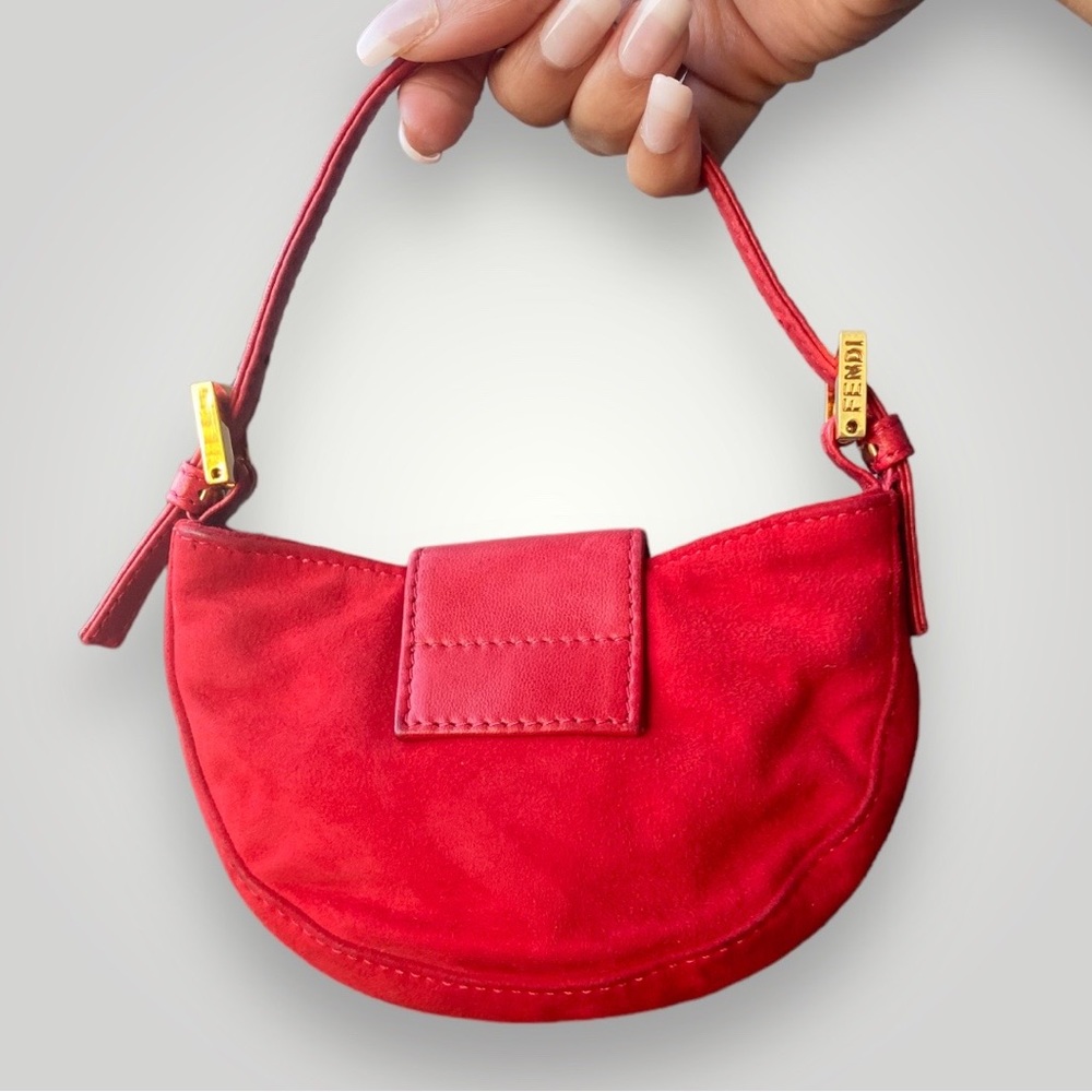 Fendi Red Suede Mini Croissant HandBag - Picture 4 of 11